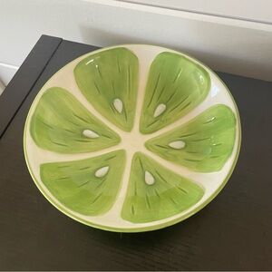 $10 SALE Green Lime Design Ceramic Medium Serving Bowl Salad Dessert Snack